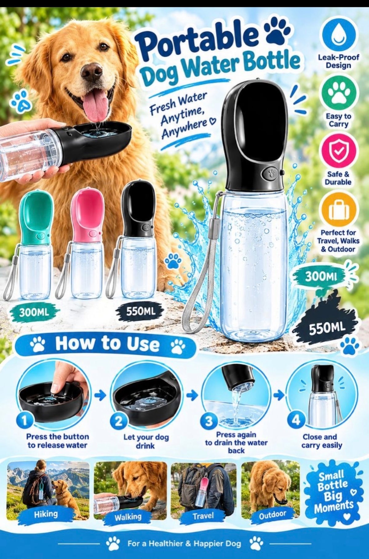 Portable Pet Water Bottle