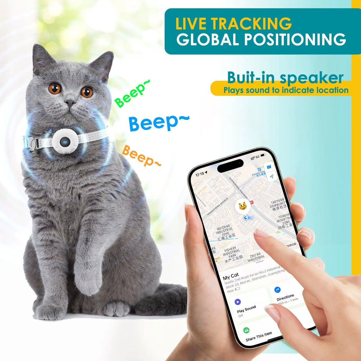 PawTrack™ Cat GPS Tracker Collar