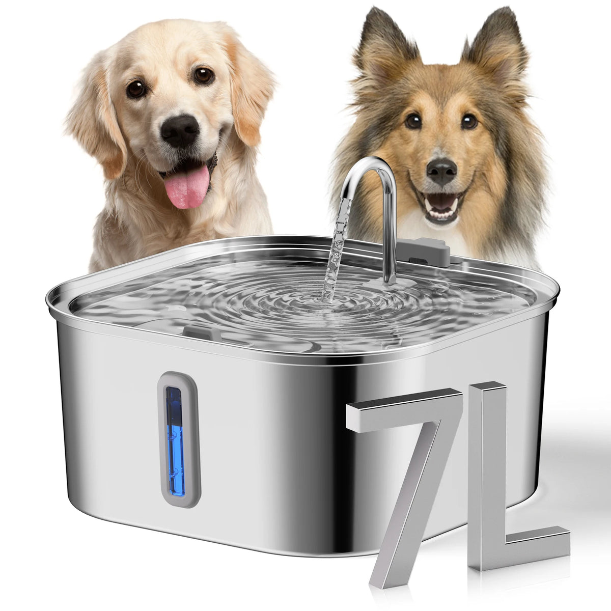 Large Stainless Steel Dog Water Fountain – 7L