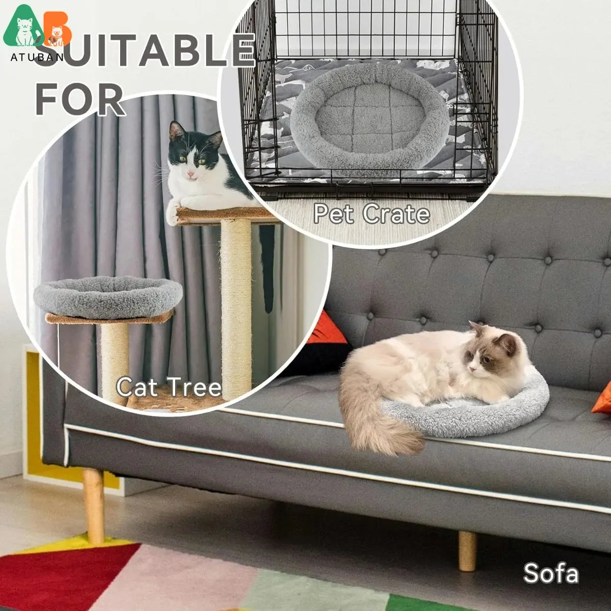Premium Round Cat Bed for Indoor Cats