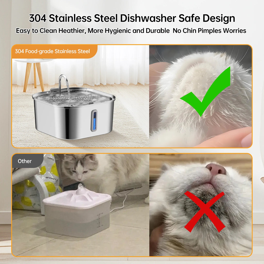 Large Stainless Steel Dog Water Fountain – 7L