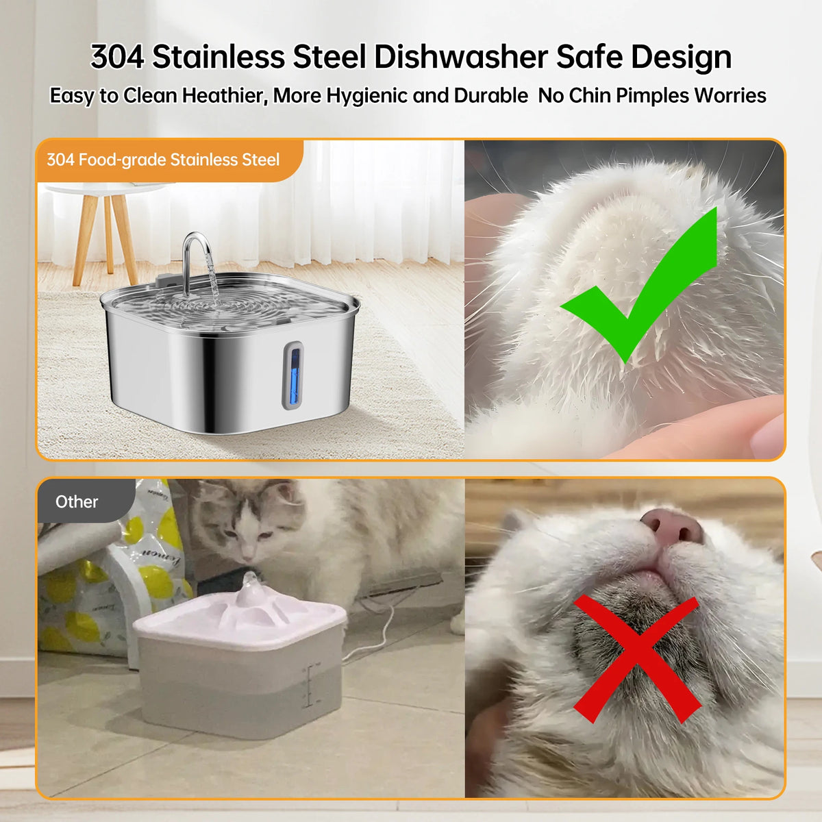Large Stainless Steel Dog Water Fountain – 7L