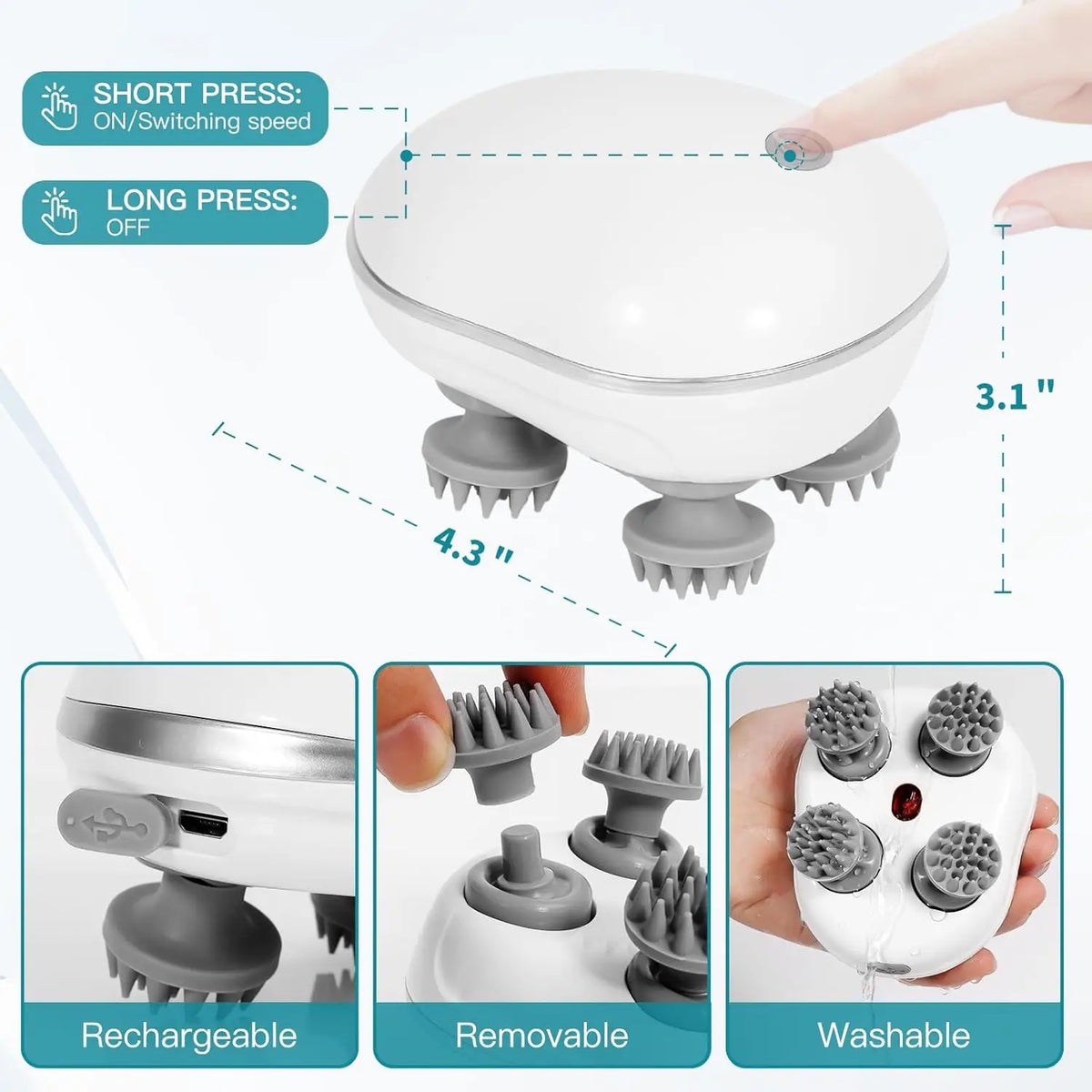 4-Head Electric Pet Massager – Cats & Dogs
